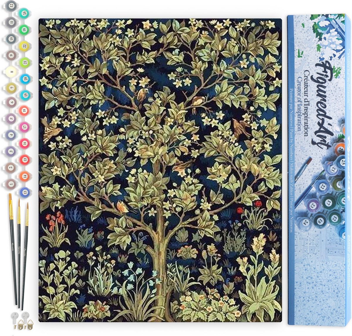 FiguredArt Schilderen op Nummer Volwassenen canvas Boom in de lente - Handwerk acrylverf Kit DIY Compleet - 40x50cm zonder frame